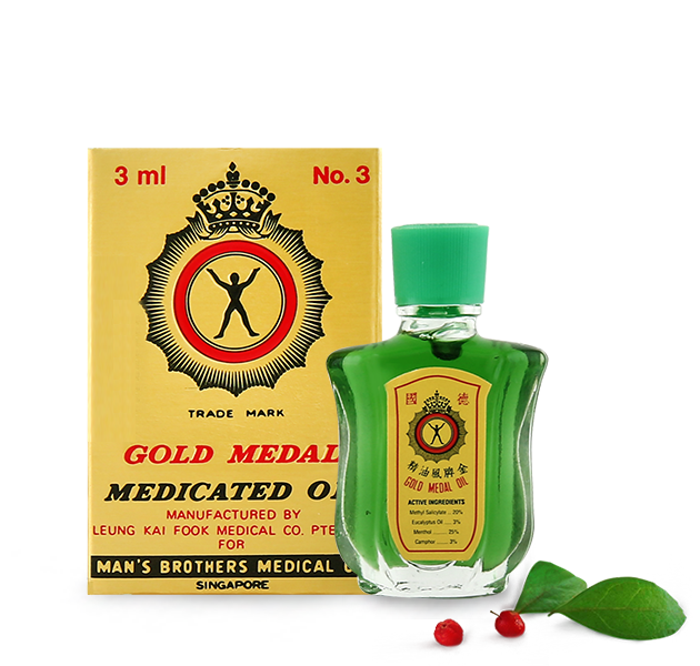 Gold Medal Medicated Oil 3ml Cold Blocked Nose Muscle Pain